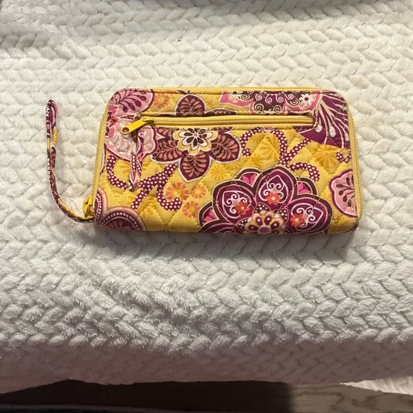 Floral Yellow and Pink Women's Clutch/Wristlet - Picture 2 of 8